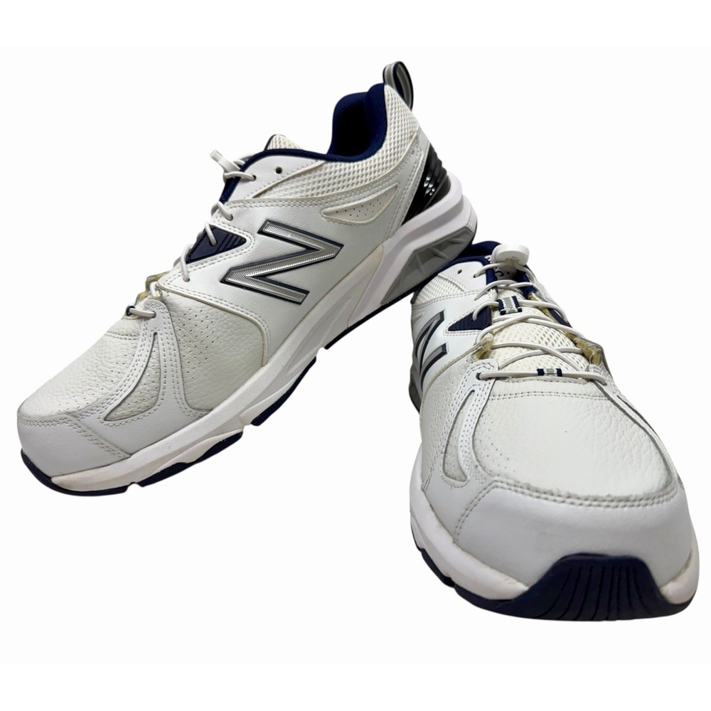 New Balance 857 N2 Training‎ Shoes Size Men's Sz-13 White Navy Leather Clean EUC